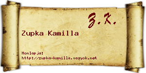 Zupka Kamilla névjegykártya